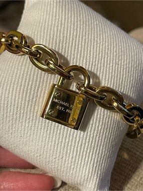 Michael Kors Gold Chain Bracelet with Padlock Charm